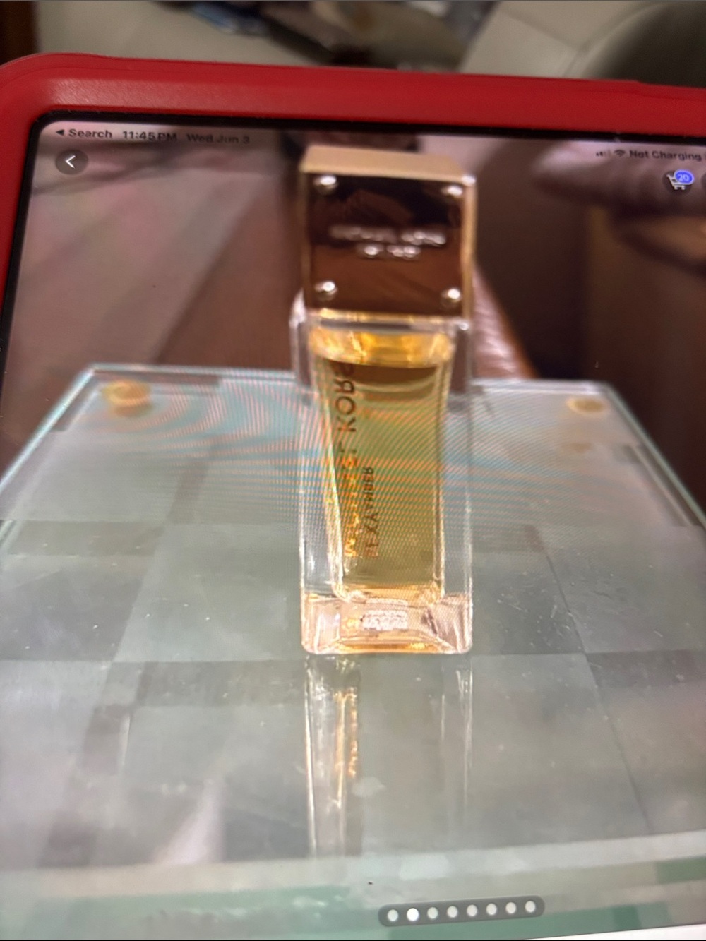 Michael Kors Mini Perfume Bottle with Gold Cap and Amber Liquid